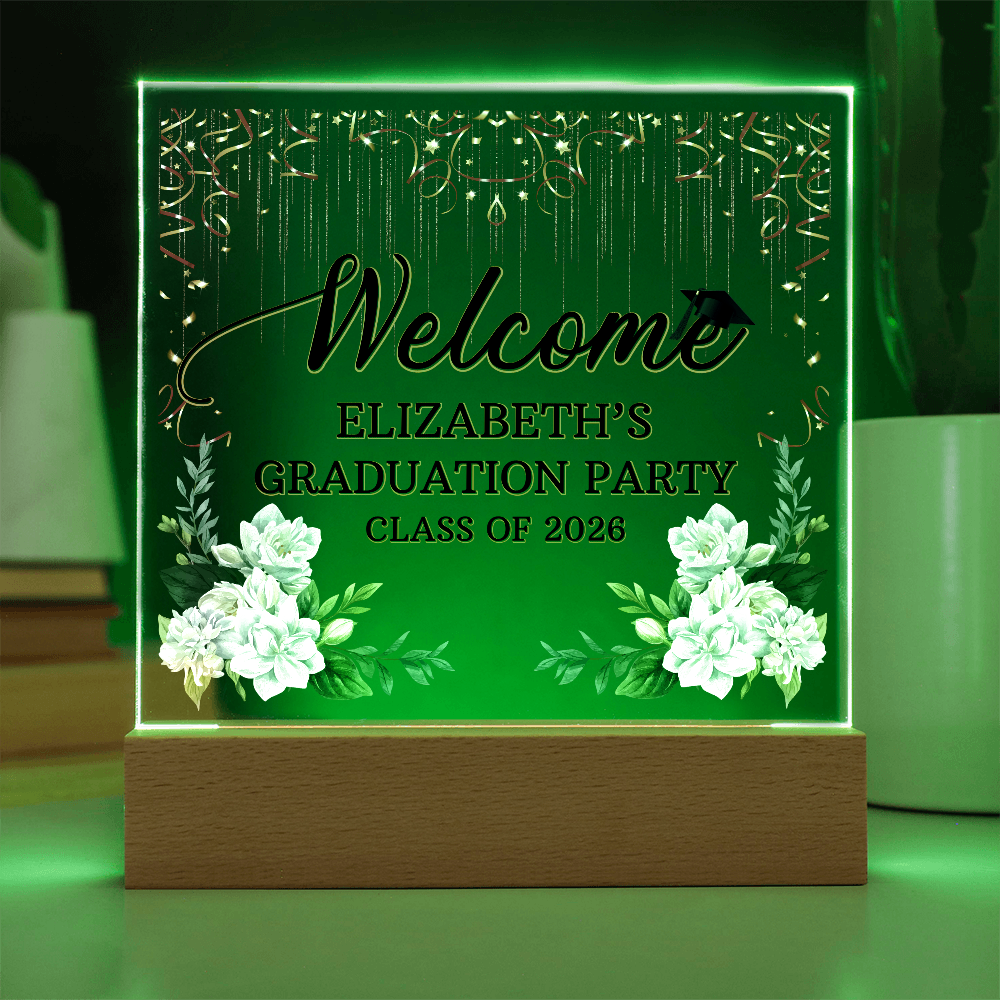 Personalized Acrylic Square Plaque - Graduation Party For Her