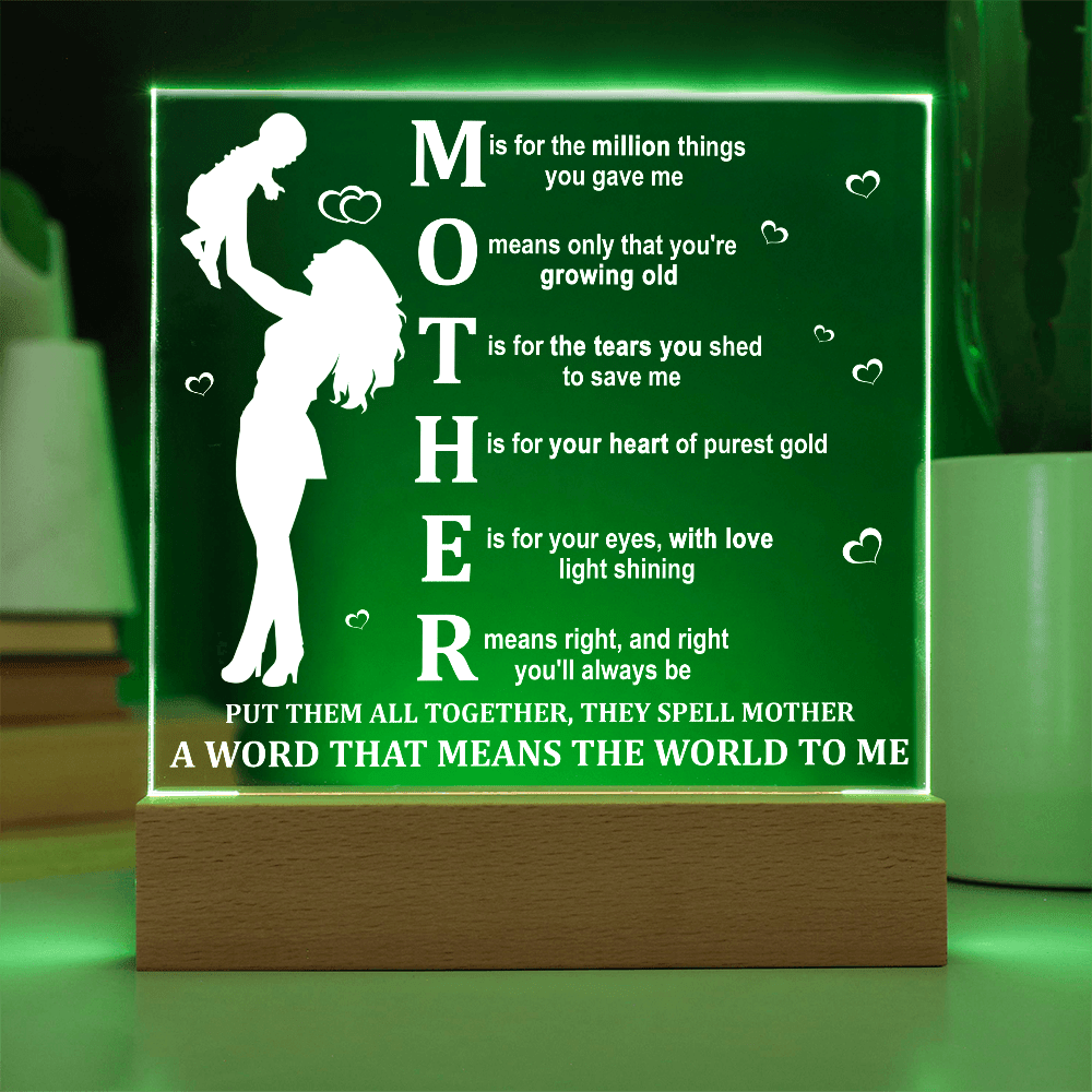 Acrylic Square Plaque – Mother Gift That Means the World - TreasuredTale