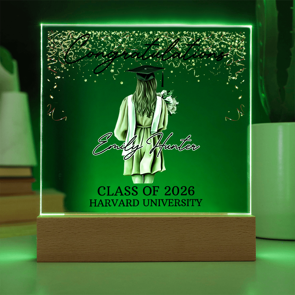 Acrylic Square Plaque - Personalized Graduation Gift For Her, Class Of 2026