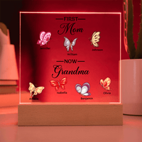 Personalized Acrylic Square Plaque – First Mom, Now Grandma - TreasuredTale