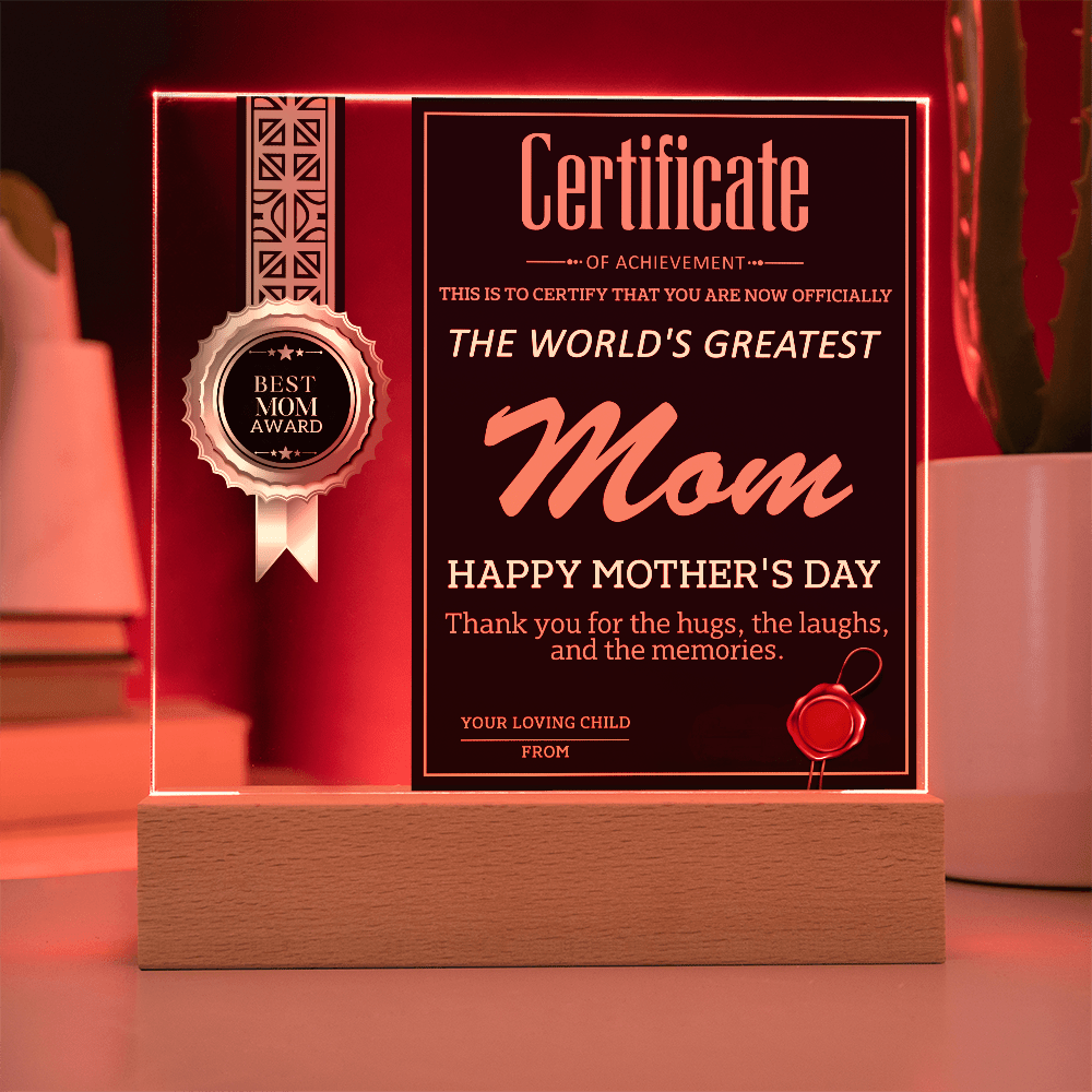 Acrylic Square Plaque – World's Greatest Mom Mother's Day - TreasuredTale