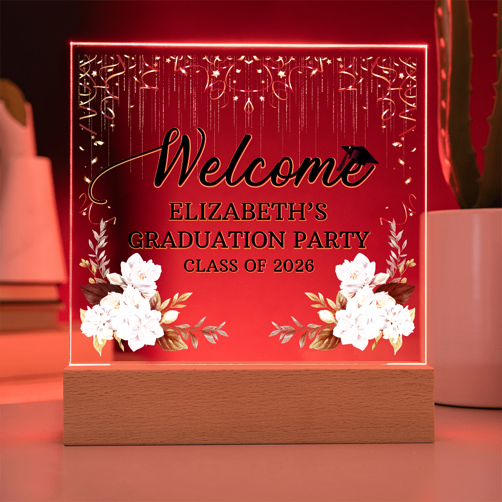 Personalized Acrylic Square Plaque - Graduation Party For Her