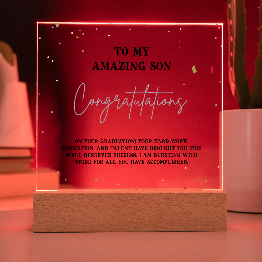 Acrylic Square Plaque - Son Graduation