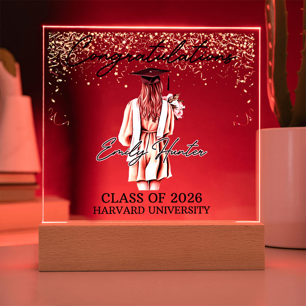 Acrylic Square Plaque - Personalized Graduation Gift For Her, Class Of 2026