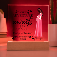 Personalized Acrylic Square Plaque for Mom to Be / Future Mom - Mother's Day Gift - New Adventure