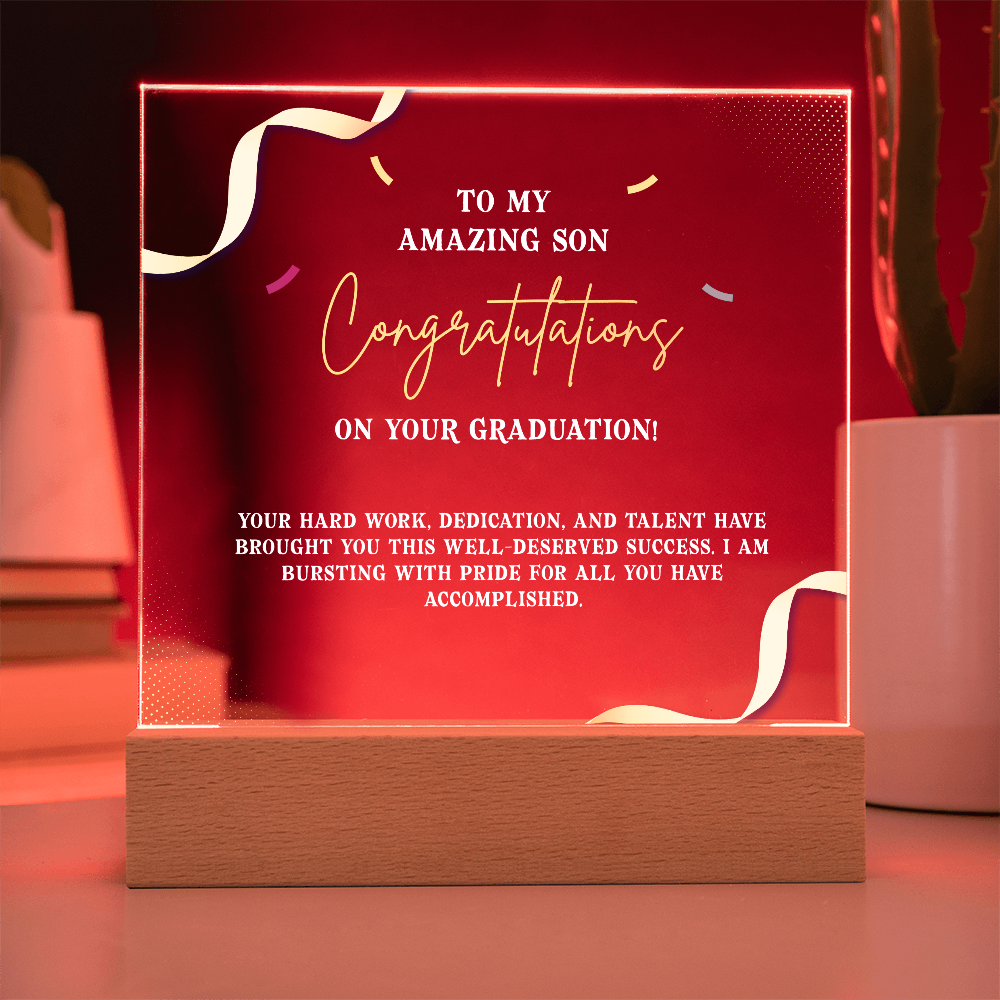 Acrylic Square Plaque - Graduation, To My Amazing Son