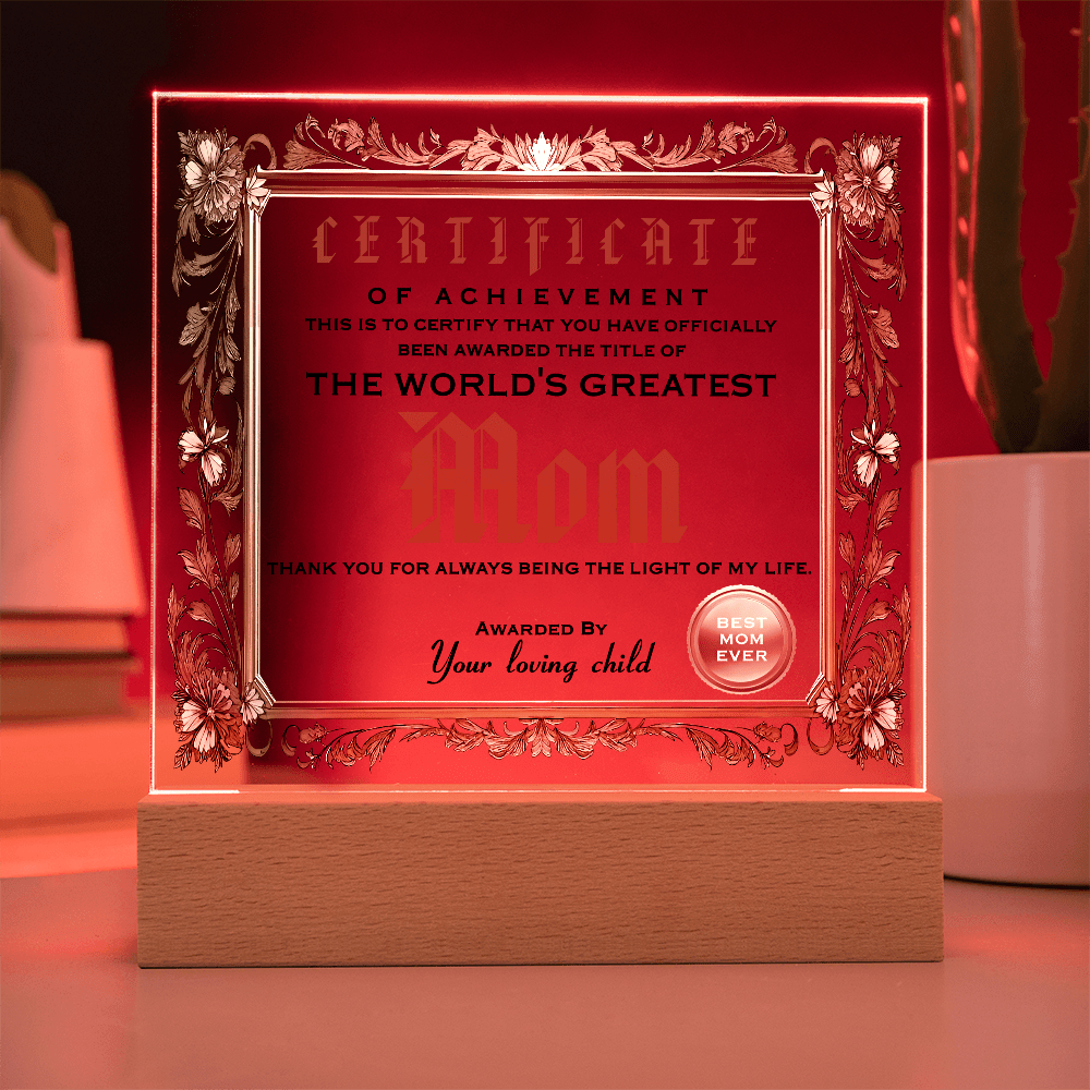 Acrylic Circle Plaque – World's Greatest Mom Award - TreasuredTale