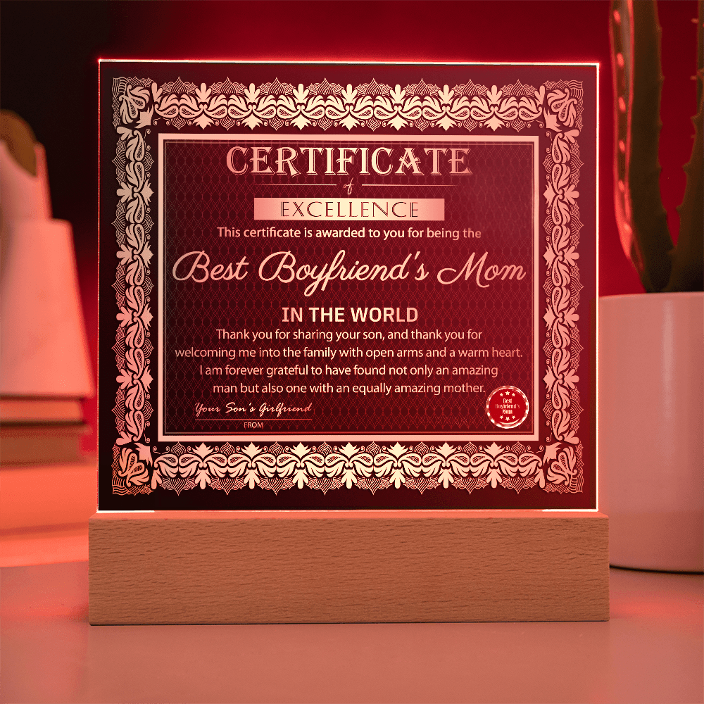 Acrylic Square Plaque – Best Boyfriend's Mom Gift - TreasuredTale