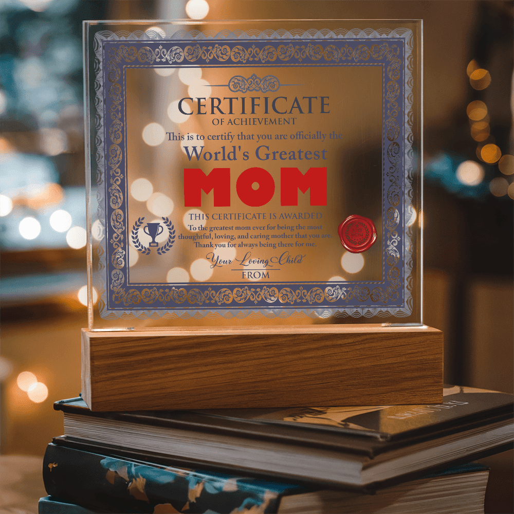 Acrylic Square Plaque – World's Greatest Mom Gift - TreasuredTale