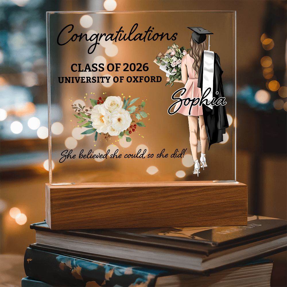 Acrylic Square Plaque - Personalized Graduation Gift For Her