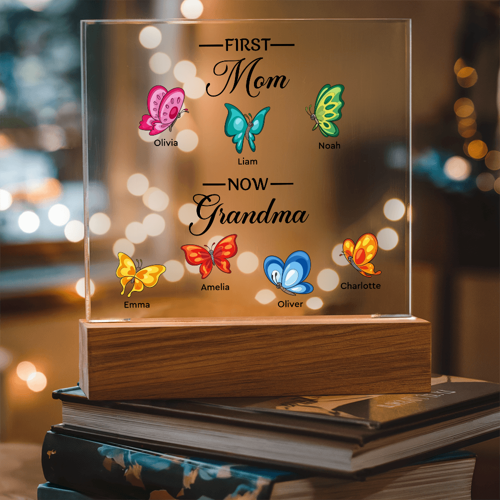 Personalized Acrylic Square Plaque for Grandma - Mother's Day Gift - First Mom Now Grandma