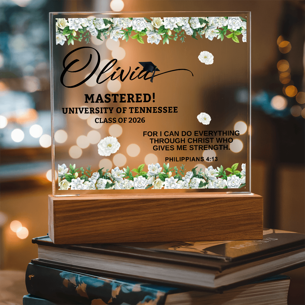 Personalized Acrylic Square Plaque - Graduation, Masters,  Religion