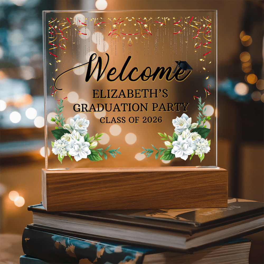 Personalized Acrylic Square Plaque - Graduation Party For Her