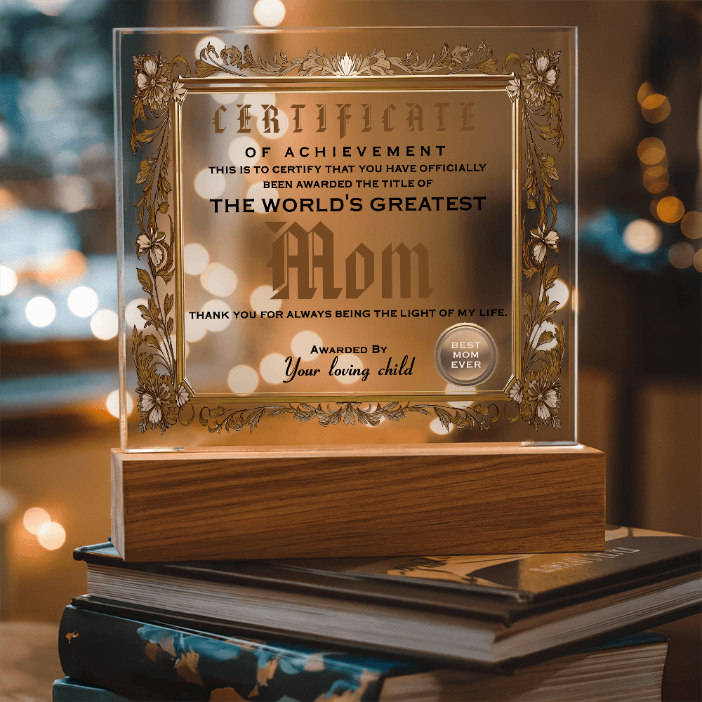 Acrylic Circle Plaque – World's Greatest Mom Award - TreasuredTale