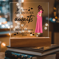 Personalized Acrylic Square Plaque for Mom to Be / Future Mom - Mother's Day Gift - New Adventure