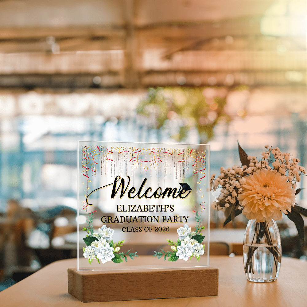 Personalized Acrylic Square Plaque - Graduation Party For Her