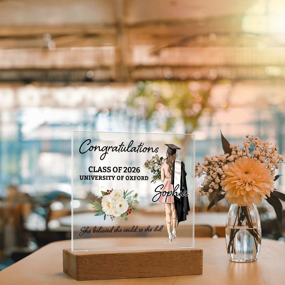 Acrylic Square Plaque - Personalized Graduation Gift For Her