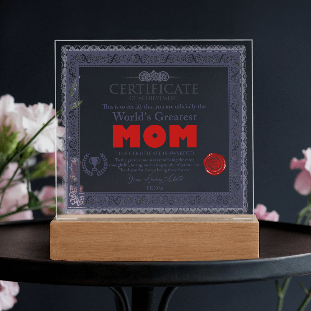 Acrylic Square Plaque – World's Greatest Mom Gift - TreasuredTale