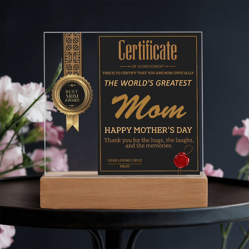 Acrylic Square Plaque – World's Greatest Mom Mother's Day - TreasuredTale