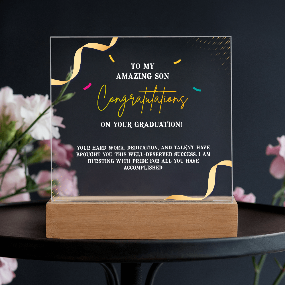 Acrylic Square Plaque - Graduation, To My Amazing Son