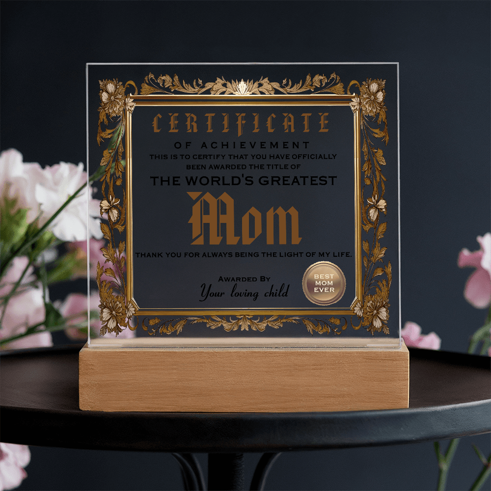 Acrylic Circle Plaque – World's Greatest Mom Award - TreasuredTale