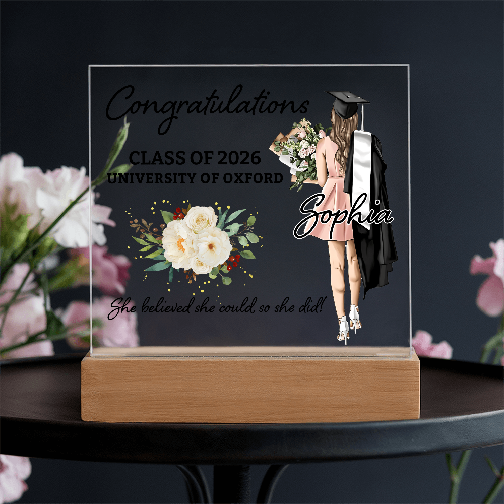 Acrylic Square Plaque - Personalized Graduation Gift For Her