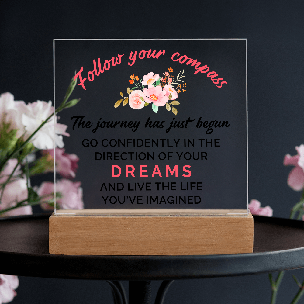 Acrylic Square Plaque - Graduation, Follow Your Compass