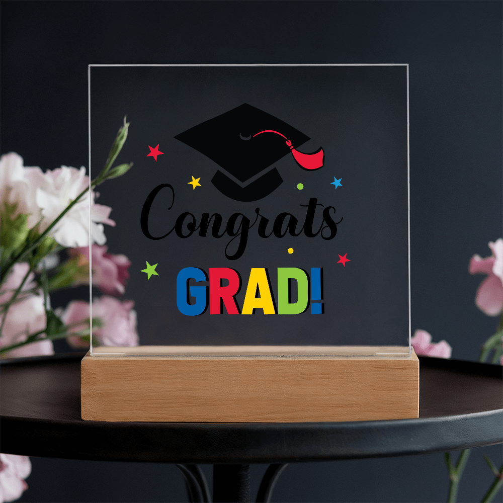 Acrylic Square Plaque - Congrats grad, Graduation
