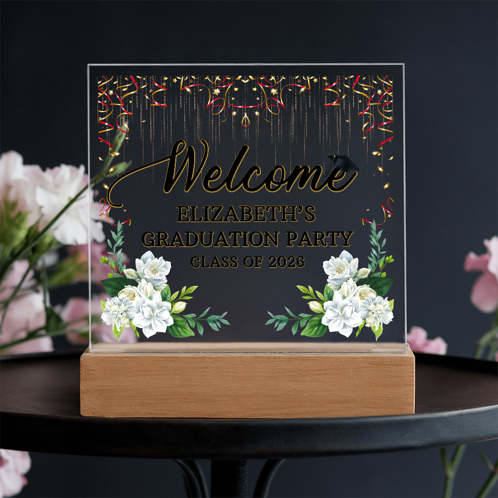 Personalized Acrylic Square Plaque - Graduation Party For Her