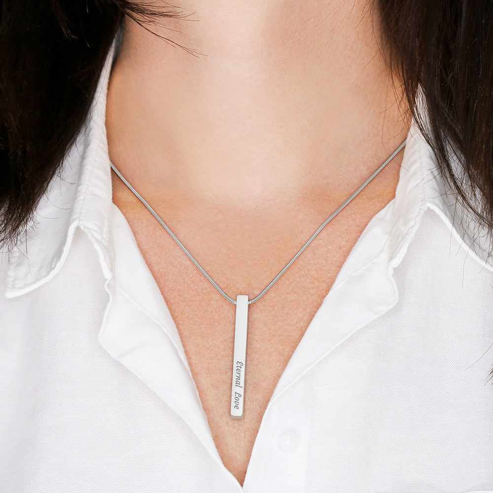 Engraved 4-Sided Stick Necklace with Message Card for Mom - Mother's Day Gift