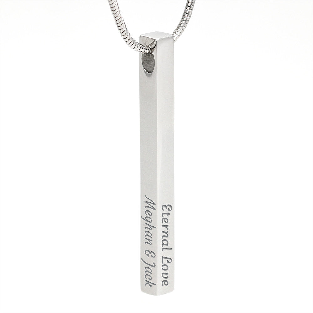 Engraved 4-Sided Stick Necklace with Message Card for Mom - Mother's Day Gift