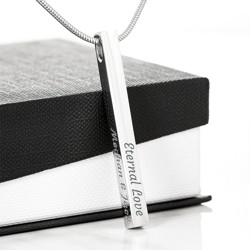 Engraved 4-Sided Stick Necklace with Message Card for Mom - Mother's Day Gift
