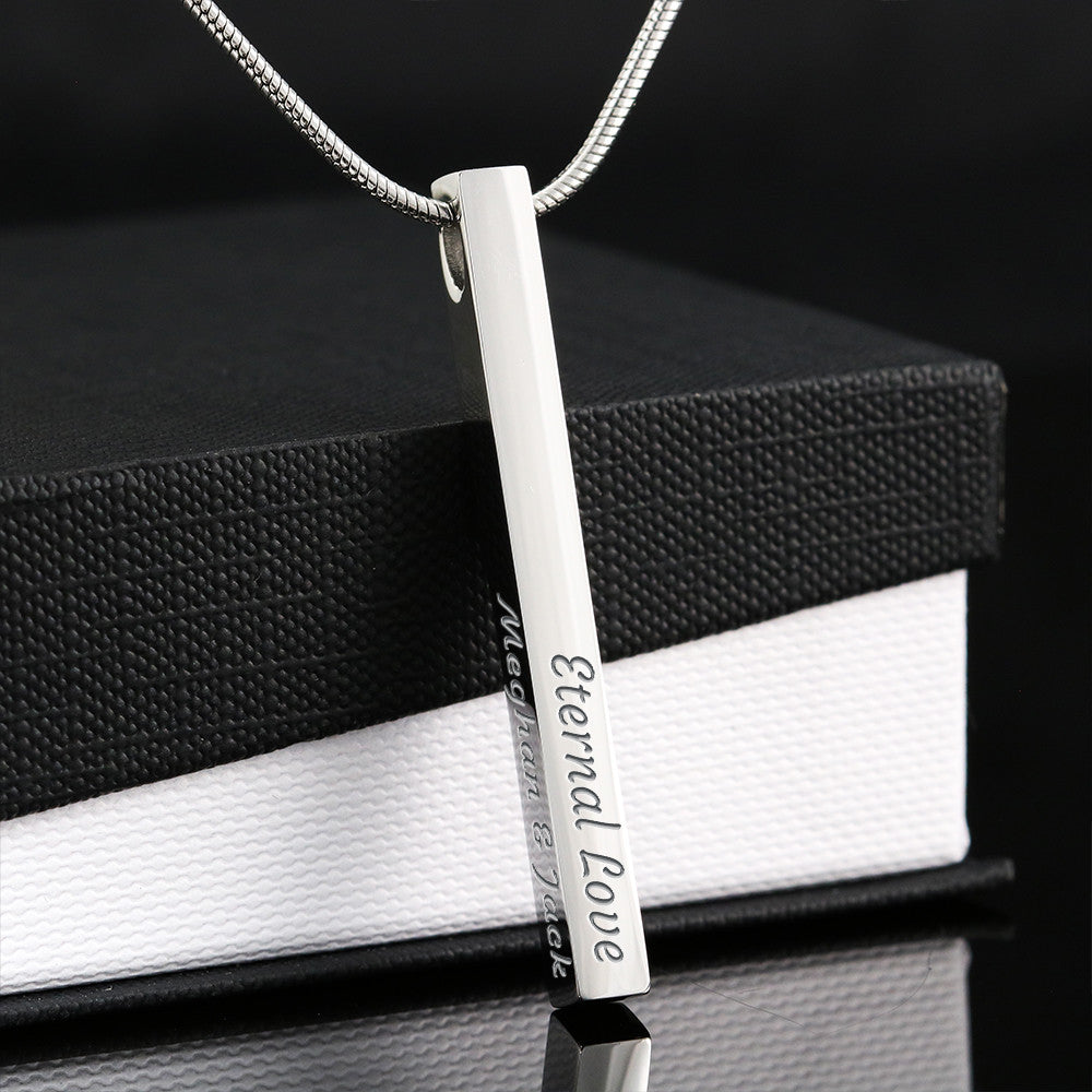Engraved 4-Sided Stick Necklace with Message Card for Mom - Mother's Day Gift