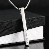 Engraved 4-Sided Stick Necklace with Message Card for Mom - Mother's Day Gift