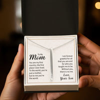 Engraved 4-Sided Stick Necklace with Message Card for Mom - Mother's Day Gift