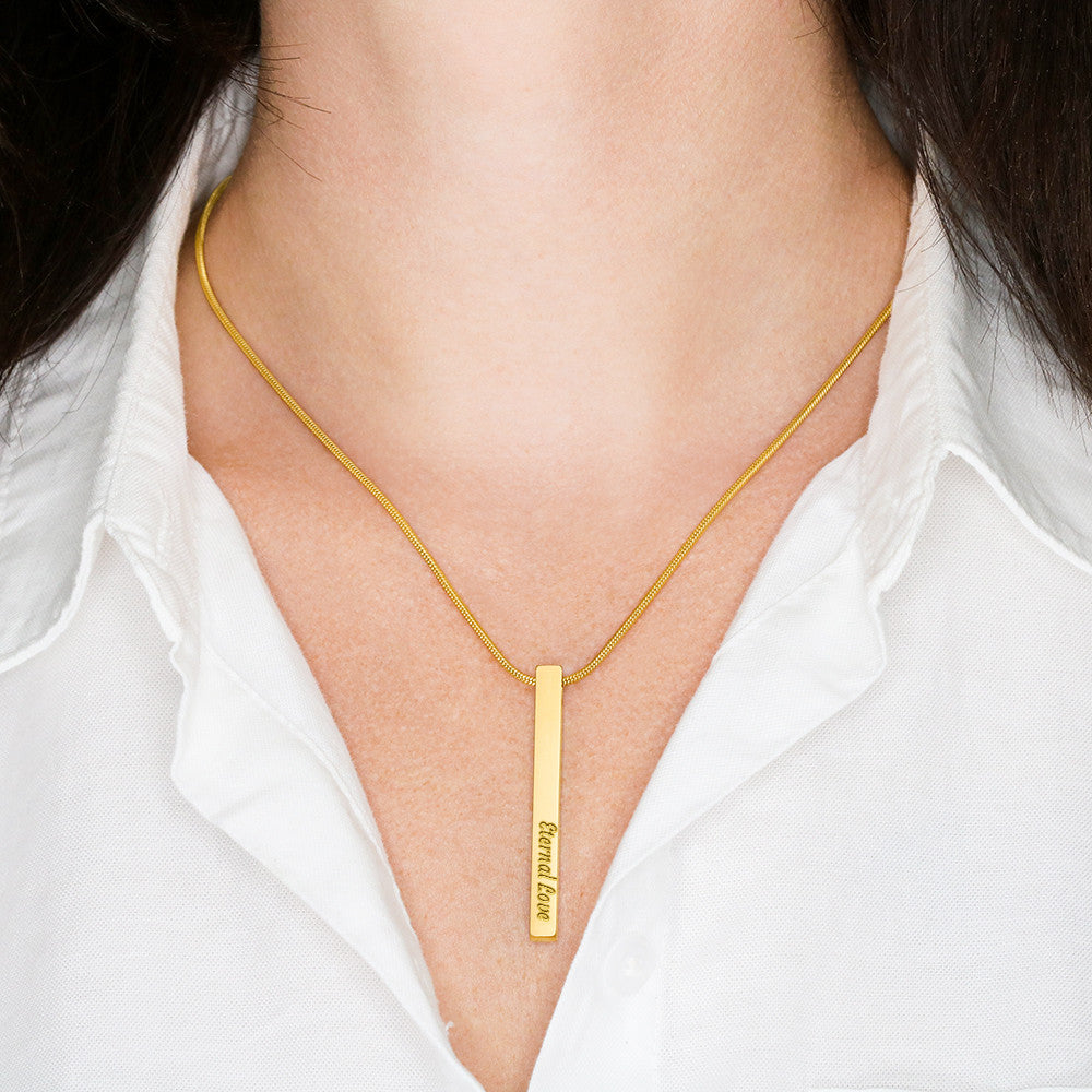 Engraved 4-Sided Stick Necklace with Message Card for Mom - Mother's Day Gift