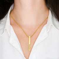 Engraved 4-Sided Stick Necklace with Message Card for Mom - Mother's Day Gift