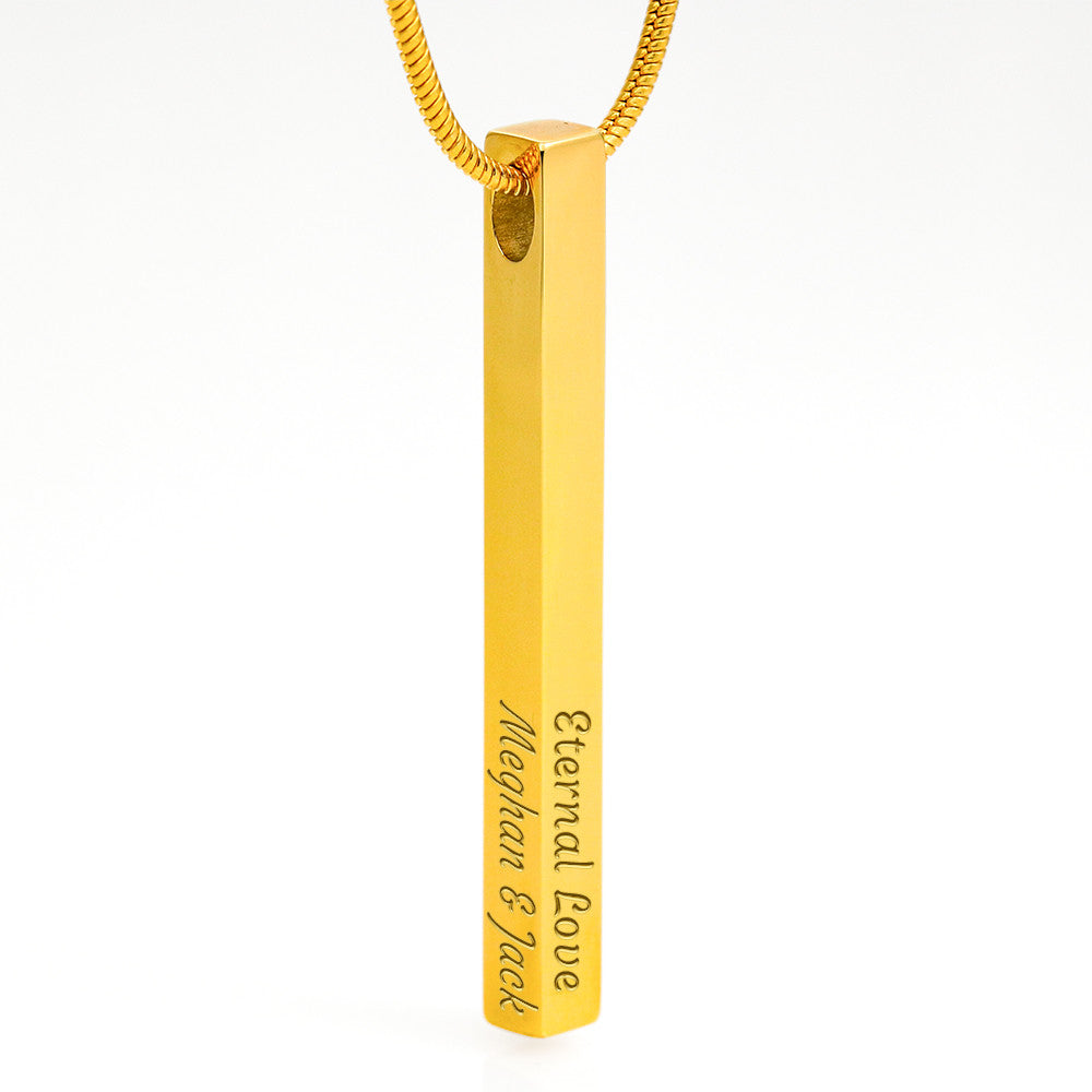 Engraved 4-Sided Stick Necklace with Message Card for Mom - Mother's Day Gift