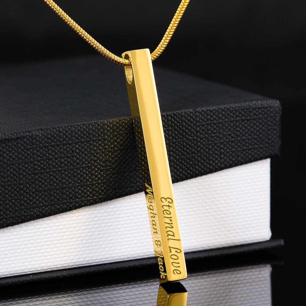 Engraved 4-Sided Stick Necklace with Message Card for Mom - Mother's Day Gift