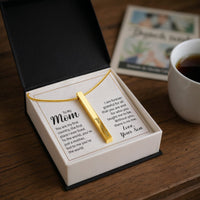 Engraved 4-Sided Stick Necklace with Message Card for Mom - Mother's Day Gift