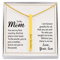 Engraved 4-Sided Stick Necklace with Message Card for Mom - Mother's Day Gift