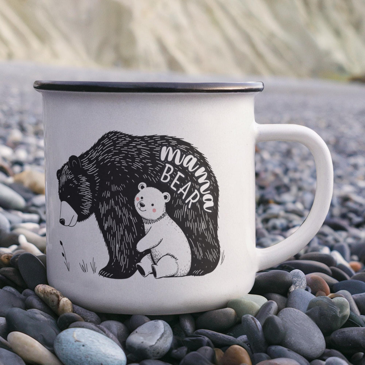 12oz Enamel Camping Mug for Mom - Mother's Day Gift - Mama Bear
