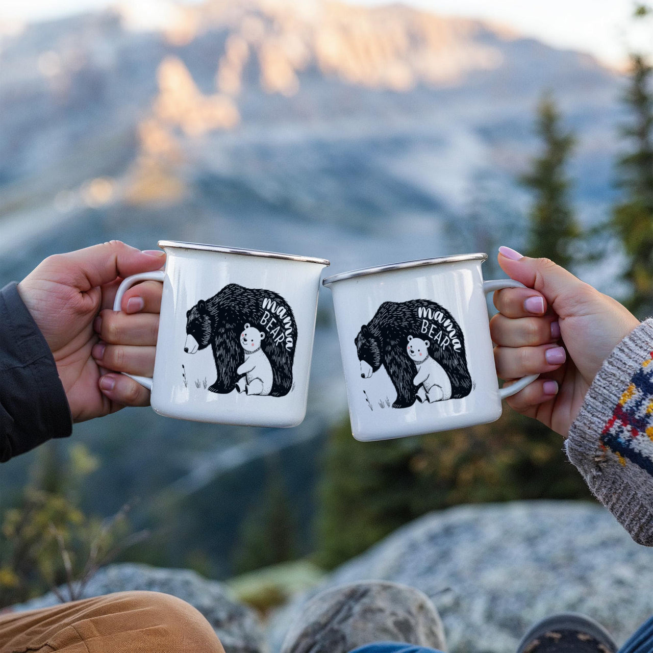 12oz Enamel Camping Mug for Mom - Mother's Day Gift - Mama Bear