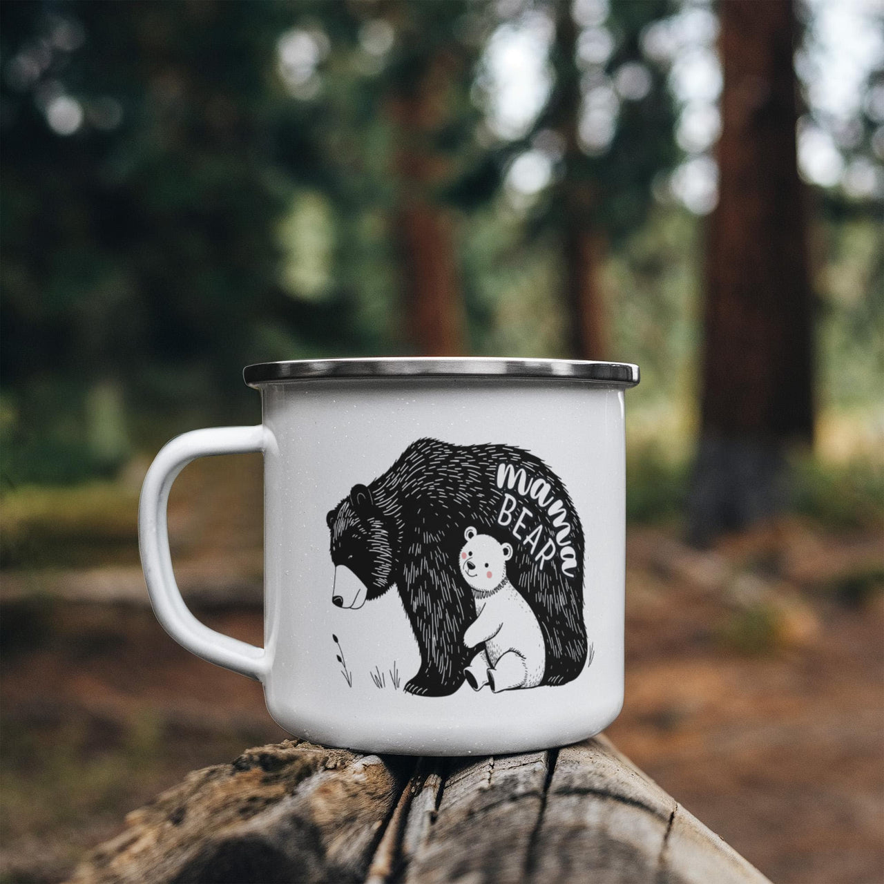 12oz Enamel Camping Mug for Mom - Mother's Day Gift - Mama Bear