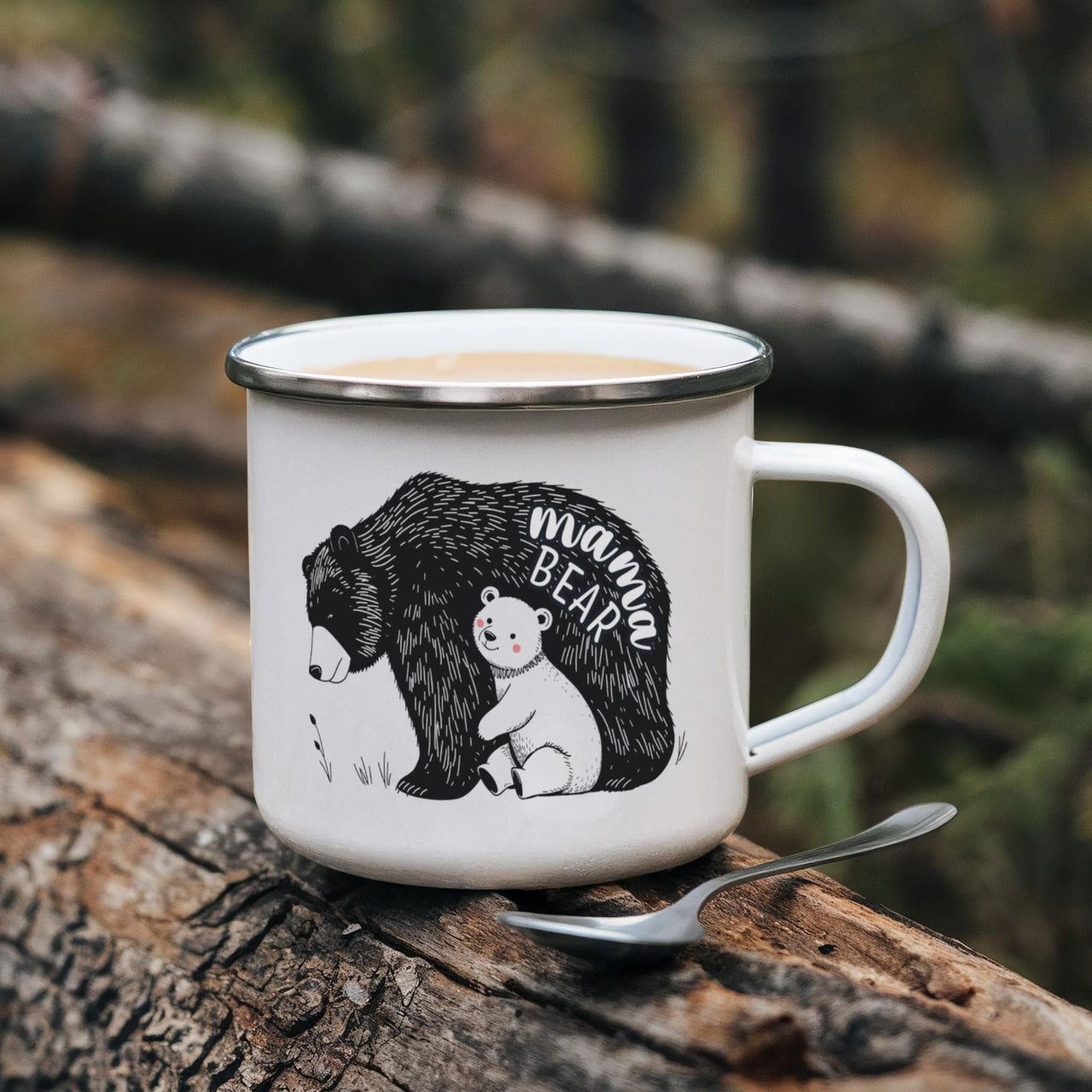 12oz Enamel Camping Mug for Mom - Mother's Day Gift - Mama Bear