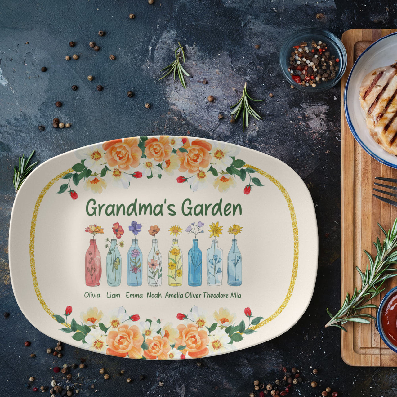 10”x14” Platter for Grandma - Mother's Day Gift - Grandma's Garden