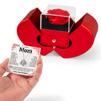 Love Knot Necklace with Red Heart Rose Box for Mom from Daughter - Mother's Day Gift