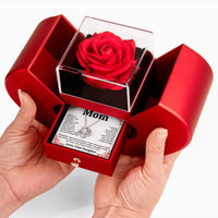 Love Knot Necklace with Red Heart Rose Box for Mom from Daughter - Mother's Day Gift