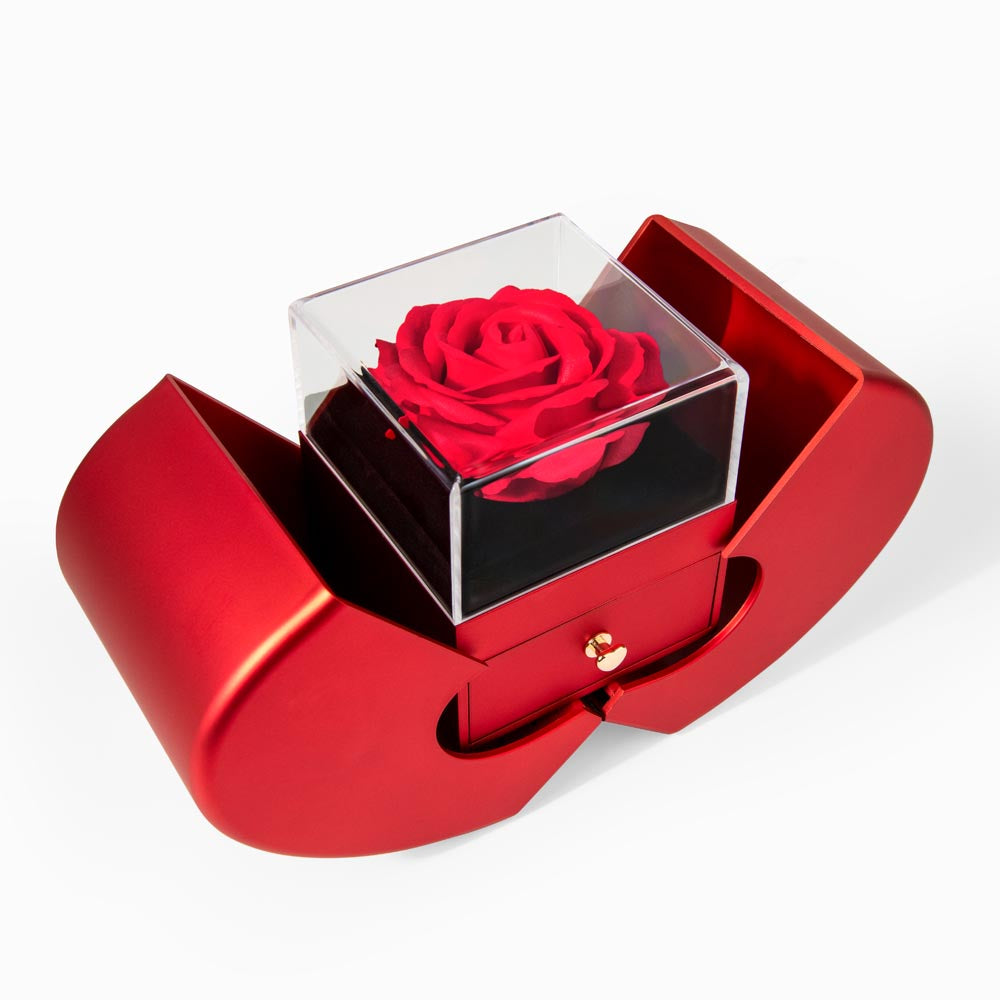 Love Knot Necklace with Red Heart Rose Box for Mom from Daughter - Mother's Day Gift