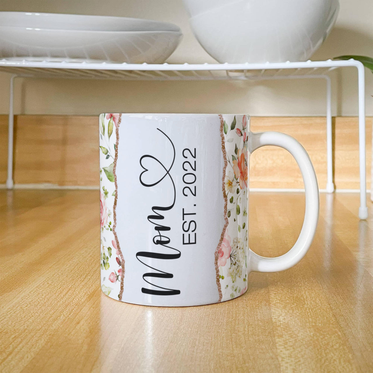 Personalized White Ceramic Mug for Mom - Mother's Day Gift - Mom EST.